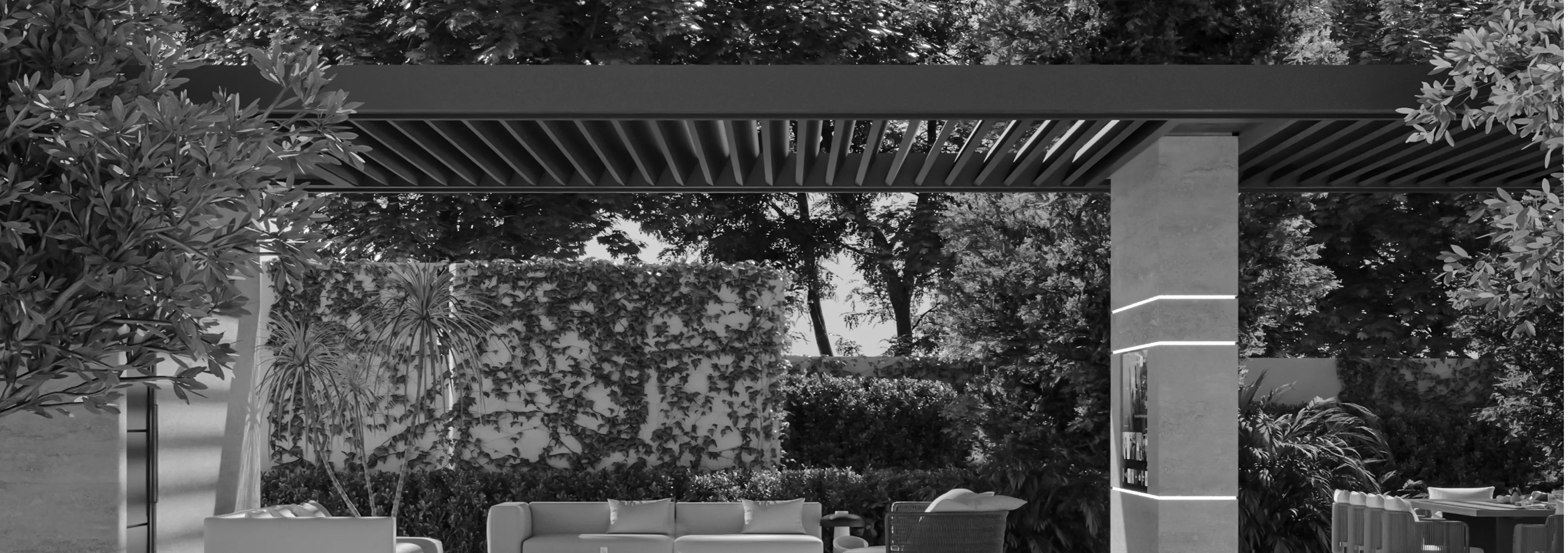 landscape fit out of outdoor pergola system