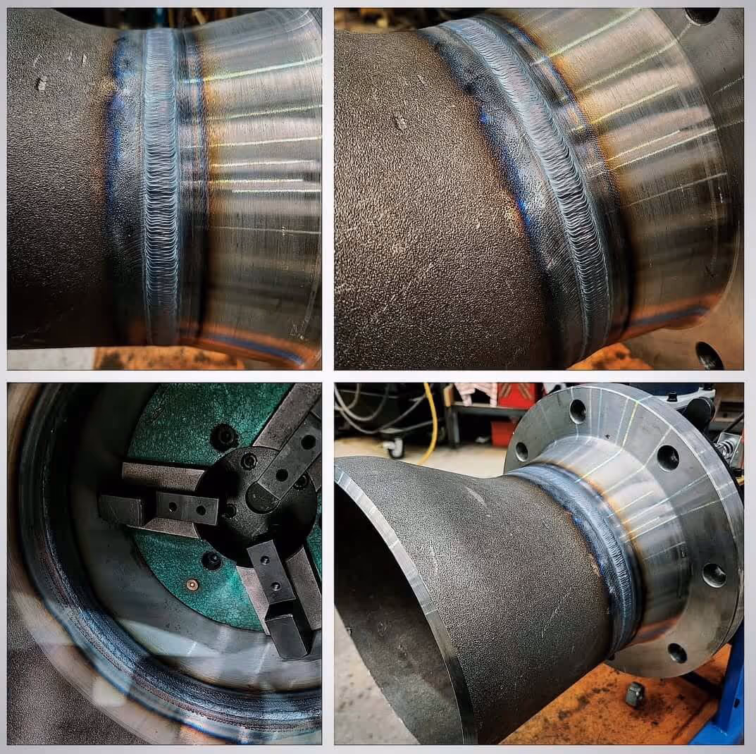 Consentric reducer to weldneck flange welding using TIG