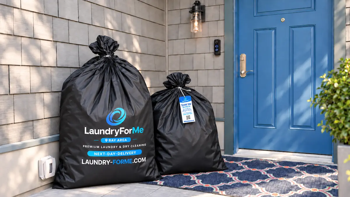 LaundryForMe bags at a customer's front door