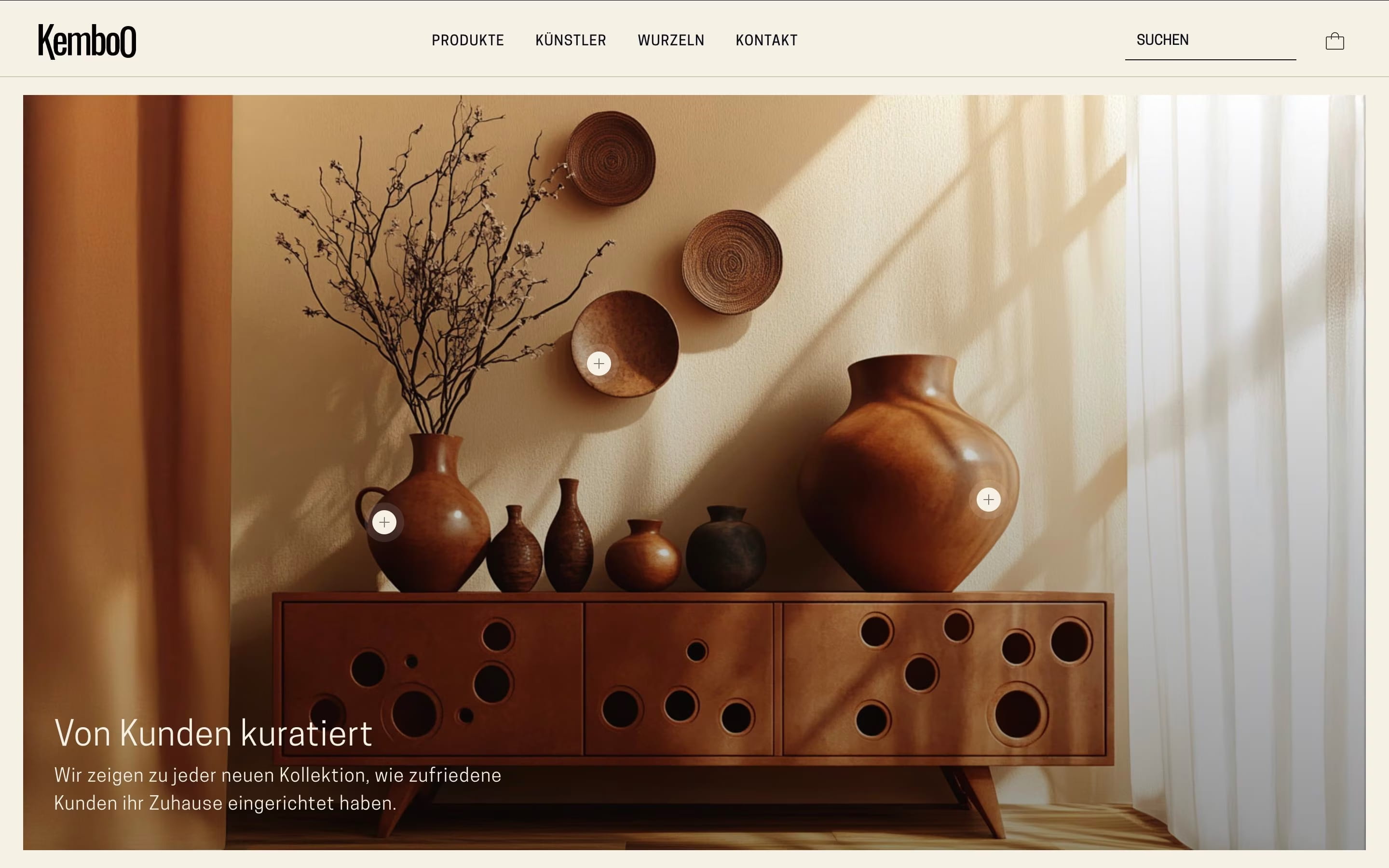 Webdesign für Kemboo – High-End Lifestyle-Store mit moderner Produktpräsentation, Screenshot der Inspirationsseite.