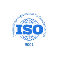 A logo of the United registrar of systems, ISO 9001