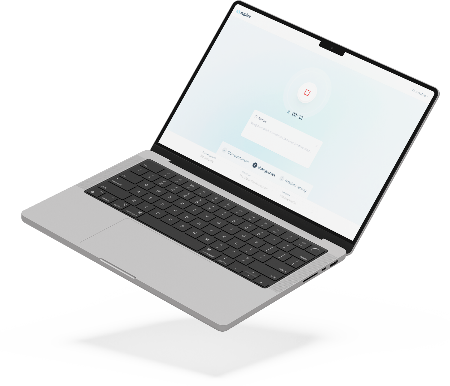 Laptop with Squire app running on it