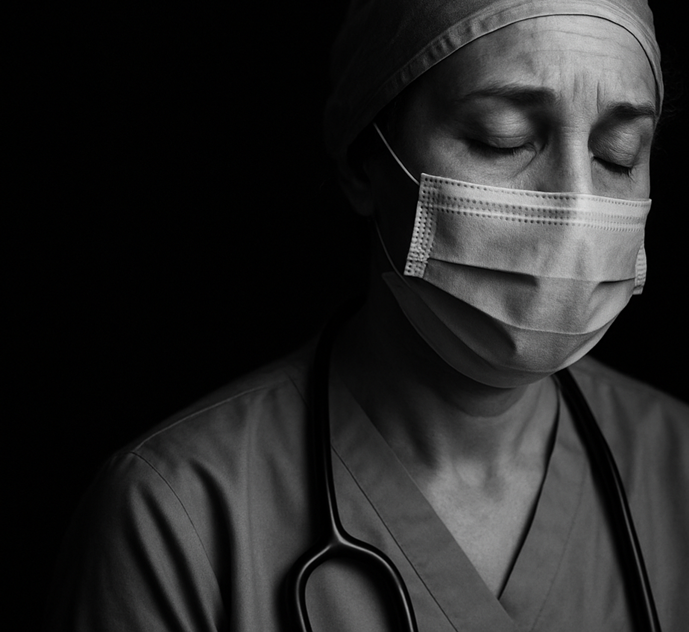 Medical professional looking tired