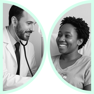 Medical professional with patient