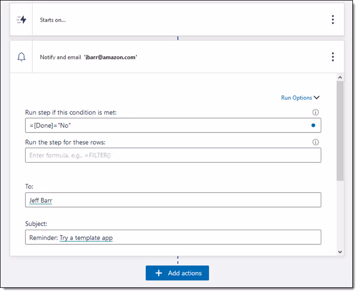 Amazon Honeycode Workflow