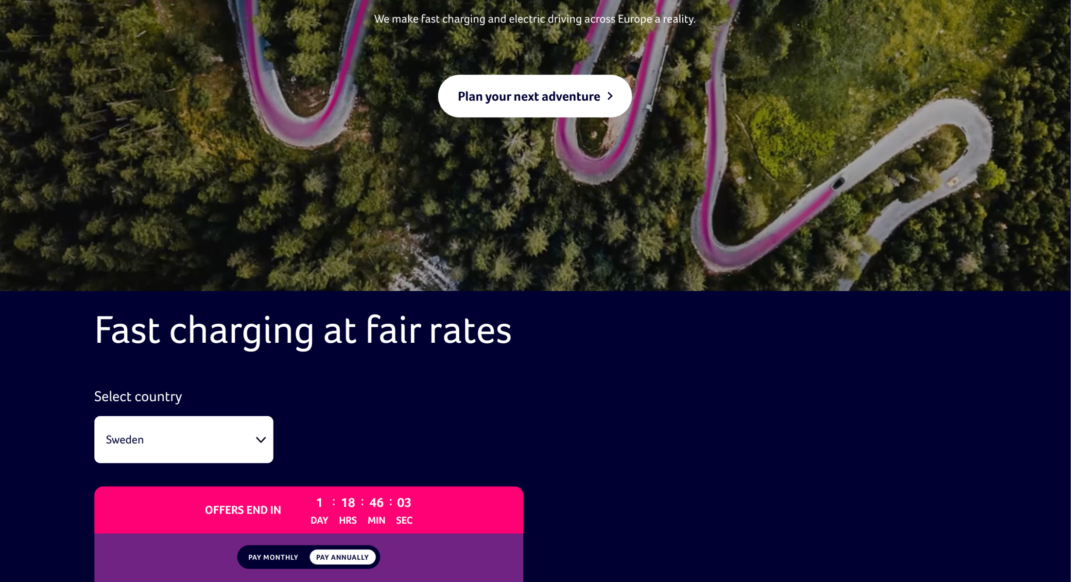 Screenshot einer IONITY Jahresaktion, angezeigt in der Preis Komponente