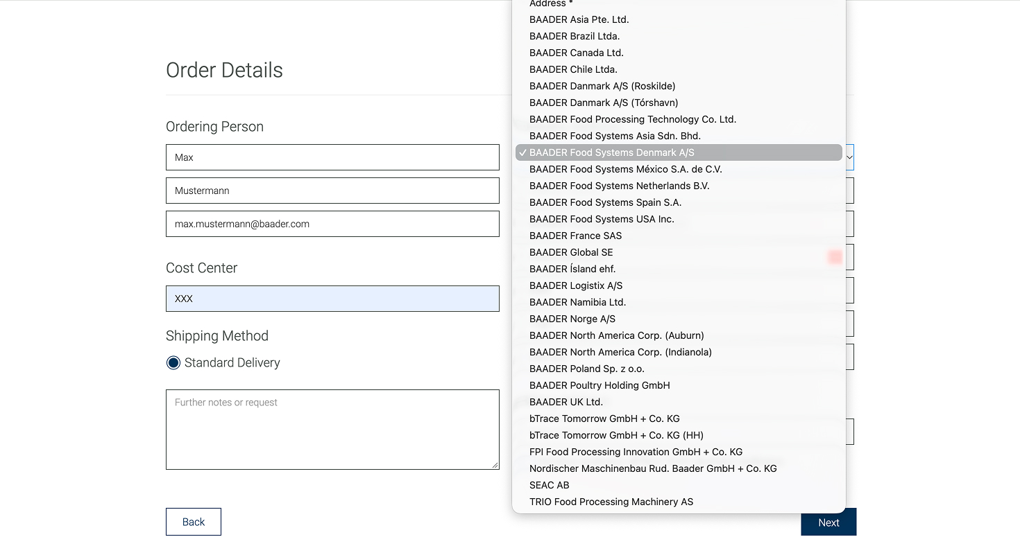 BAADER Business Card Tool Screenshot