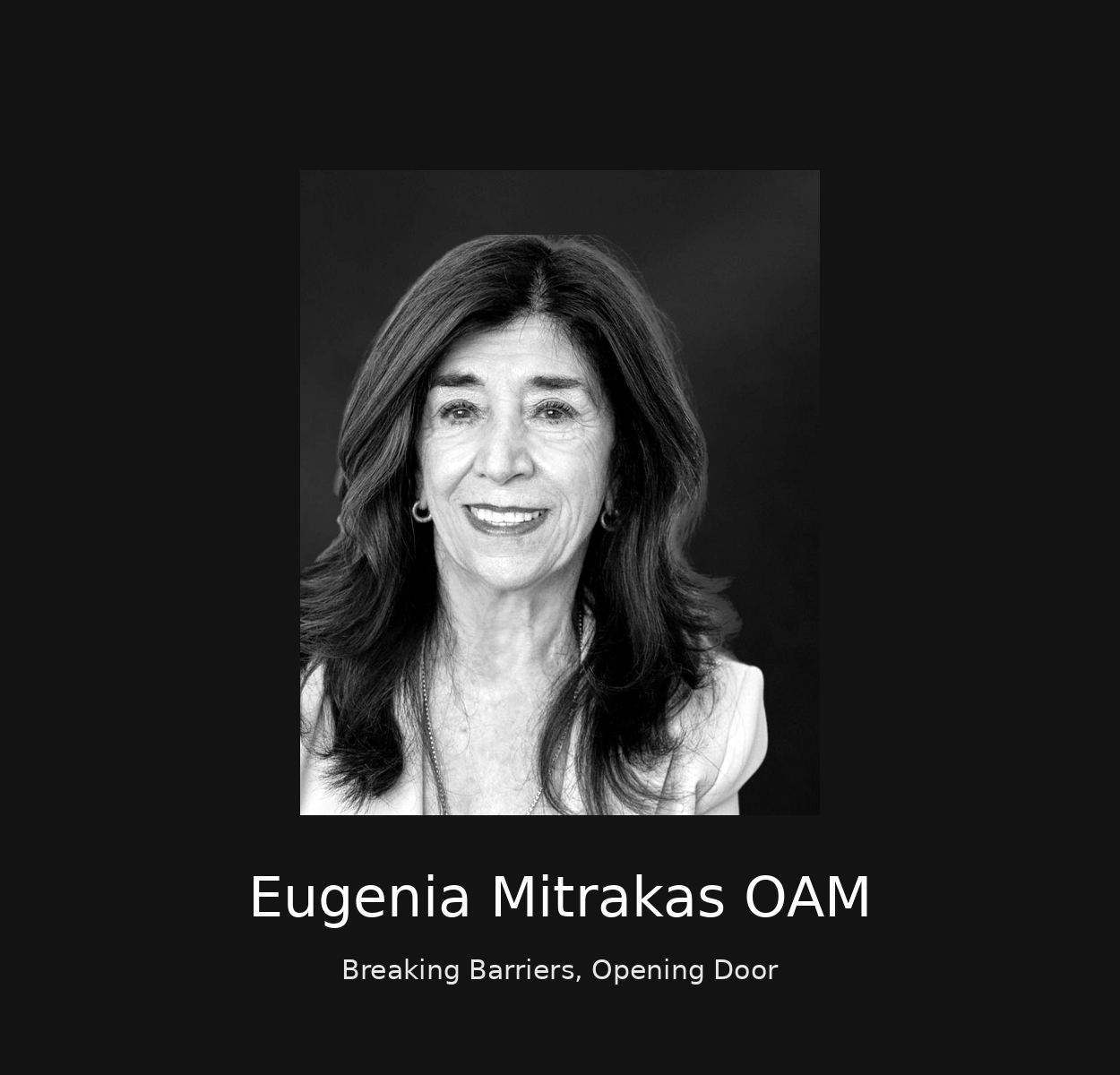 Eugenia Mitrakas-OAM Breaking Barriers, Opening Door