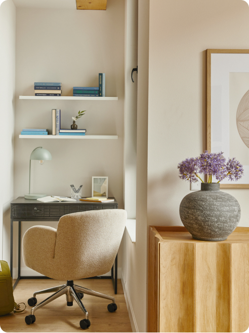 A working nook in a Bakers Place apartment