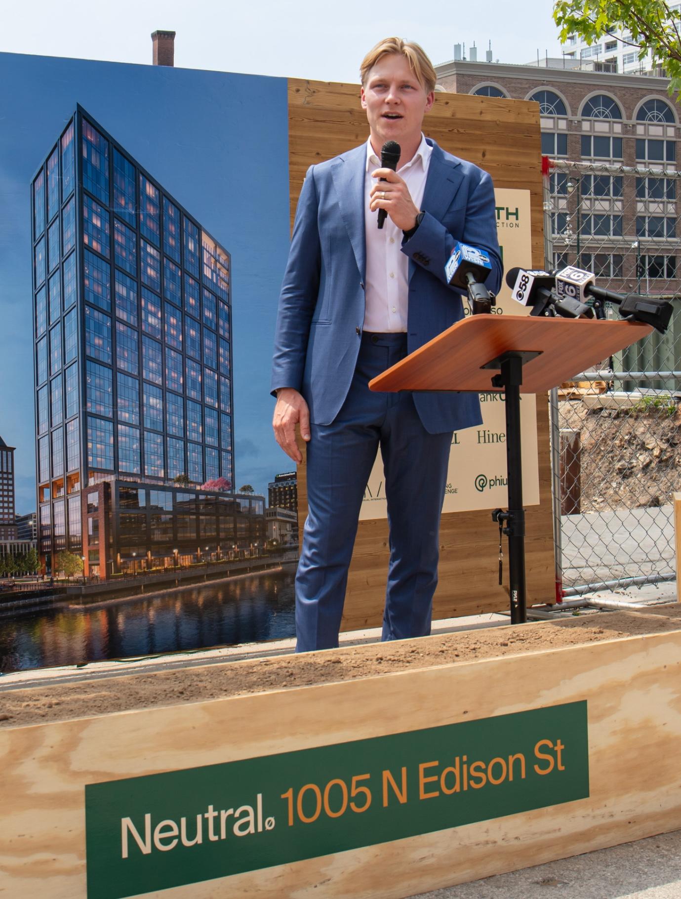 Nate Helbach, CEO of Neutral, at the groundbreaking event