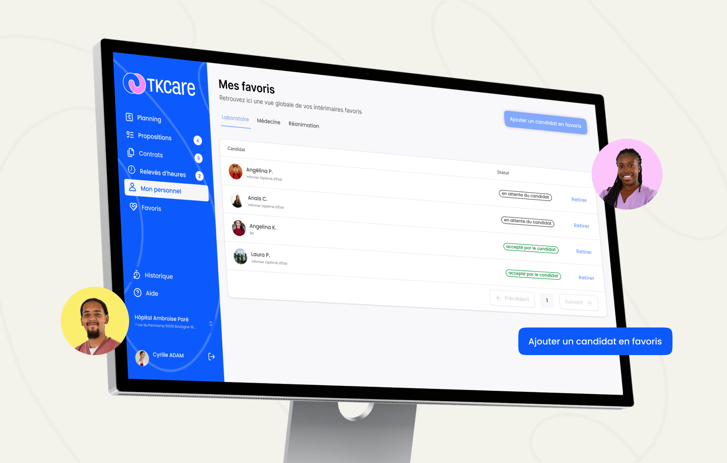 application tkcare desktop ajouter un favoris