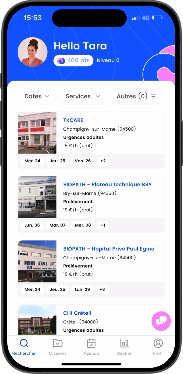 application tkcare - fiche mission