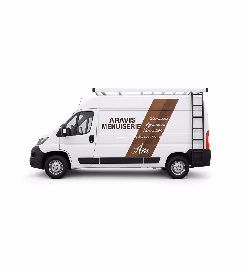 Camionnette d'Aravis Menuiserie, photographie en studio.