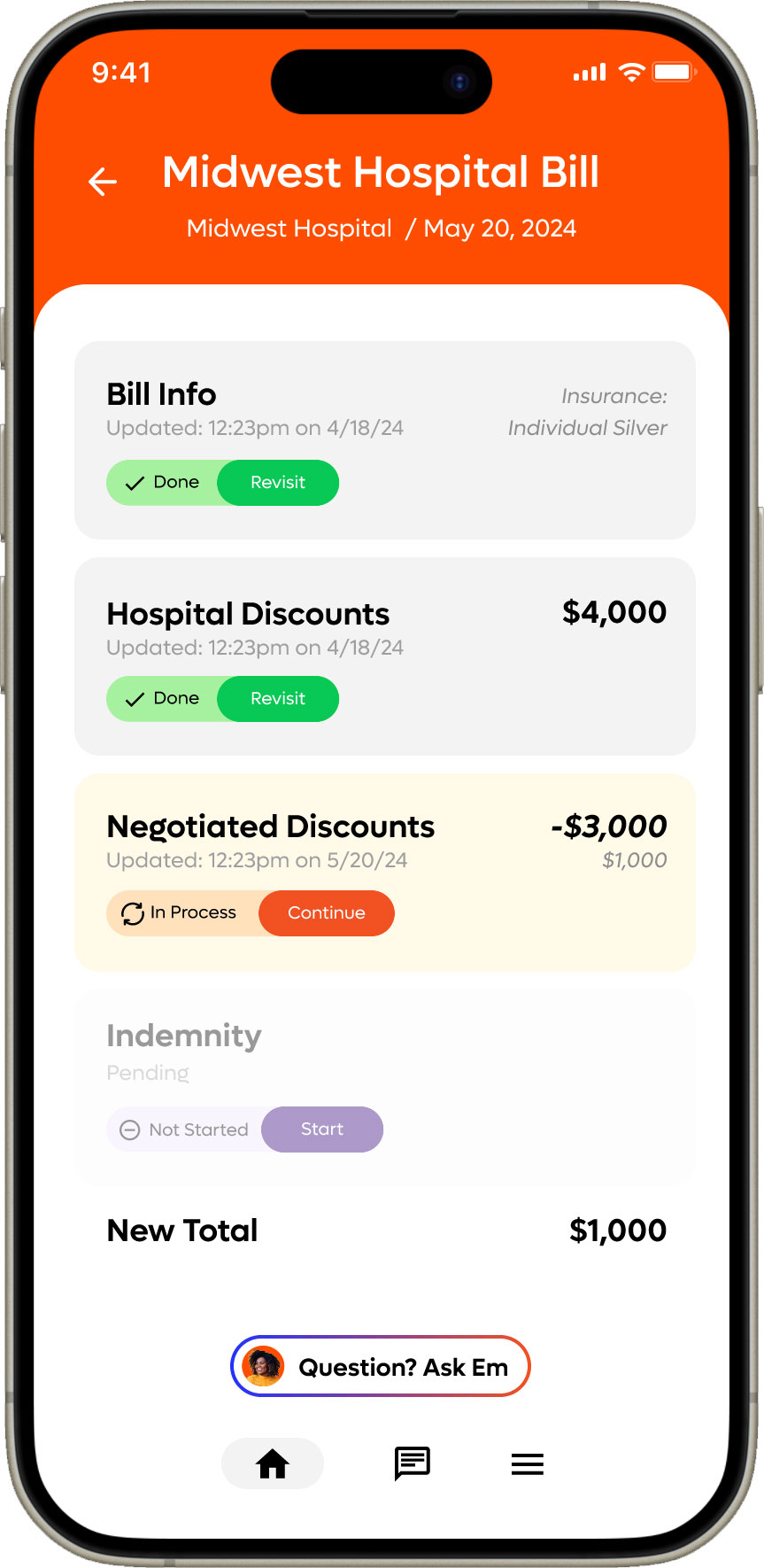 Automated claims workflow dashboard showing progress tracker