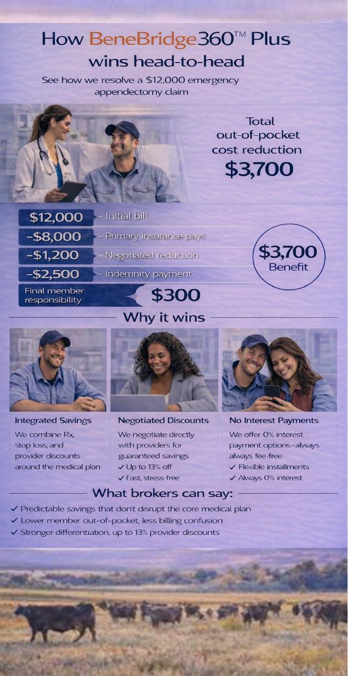 Visual showing the appendectomy claim example and member savings outcome