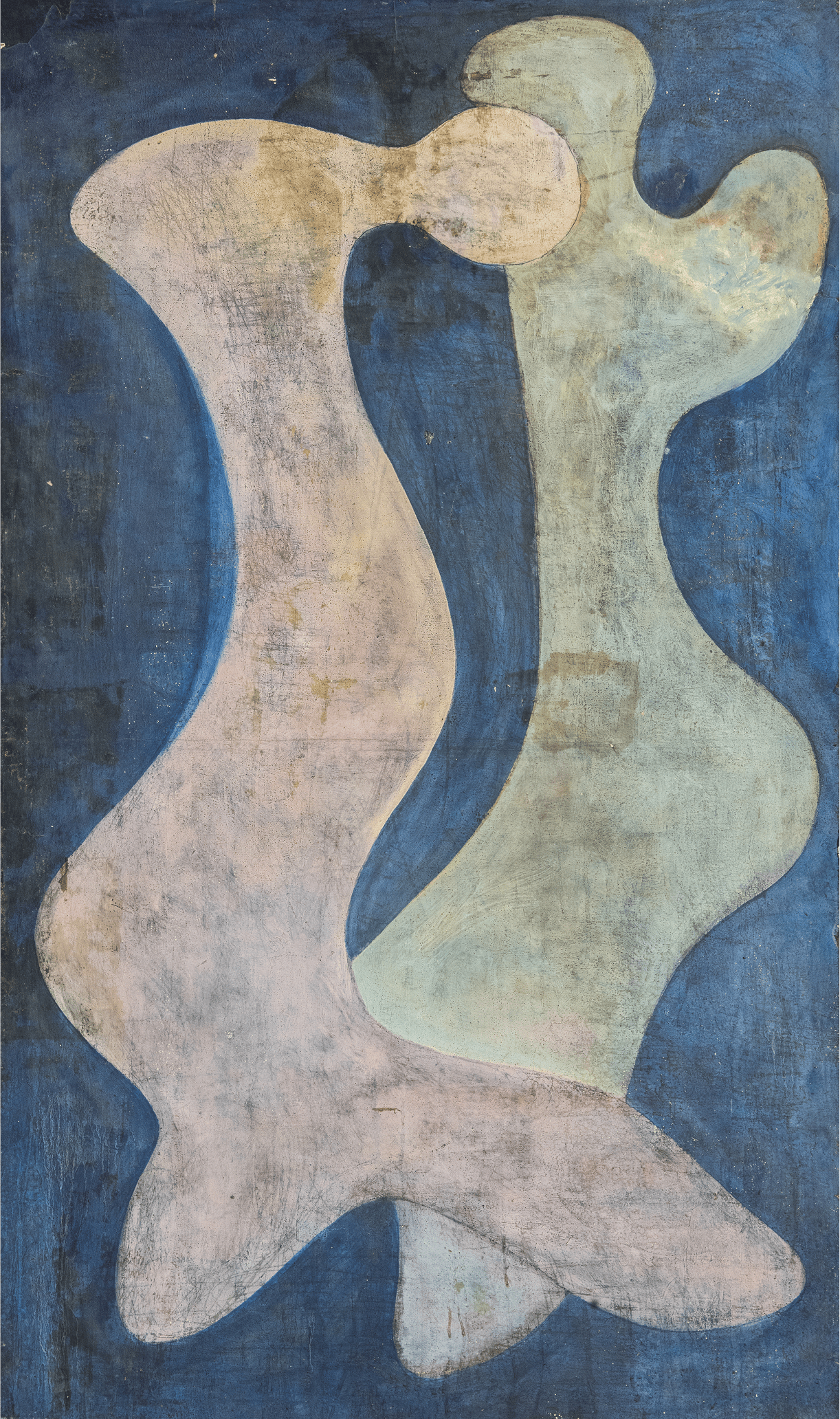 Couple peinture sur bois, 128 x 76 cm, 1962