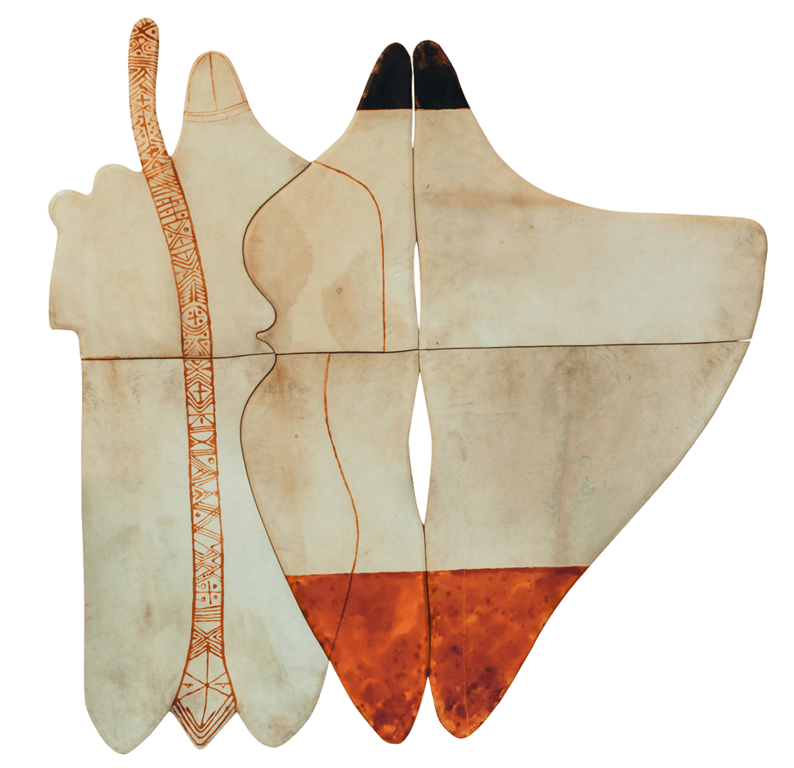 Procession, teinture sur peau, 150 x 153, 1980