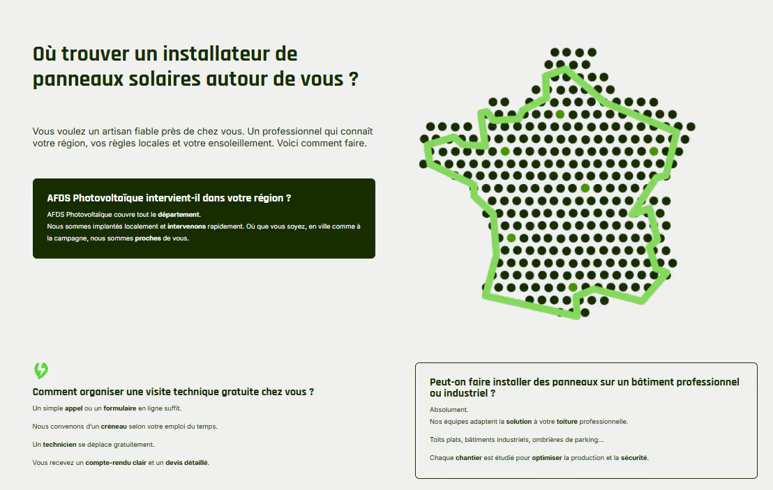 Page du site AFDS photovoltaïque