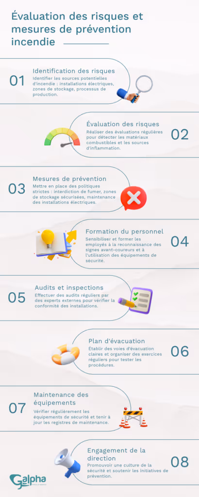 infographie : évaluation des risques et mesures de prévention incendie