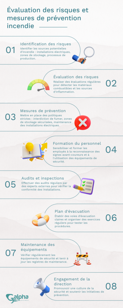 infographie : évaluation des risques et mesures de prévention incendie