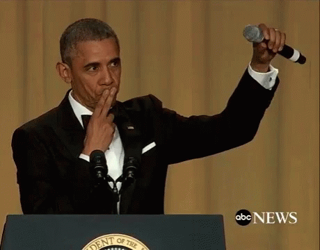 A GIF of Barack Obama's mic drop moment from ABC News