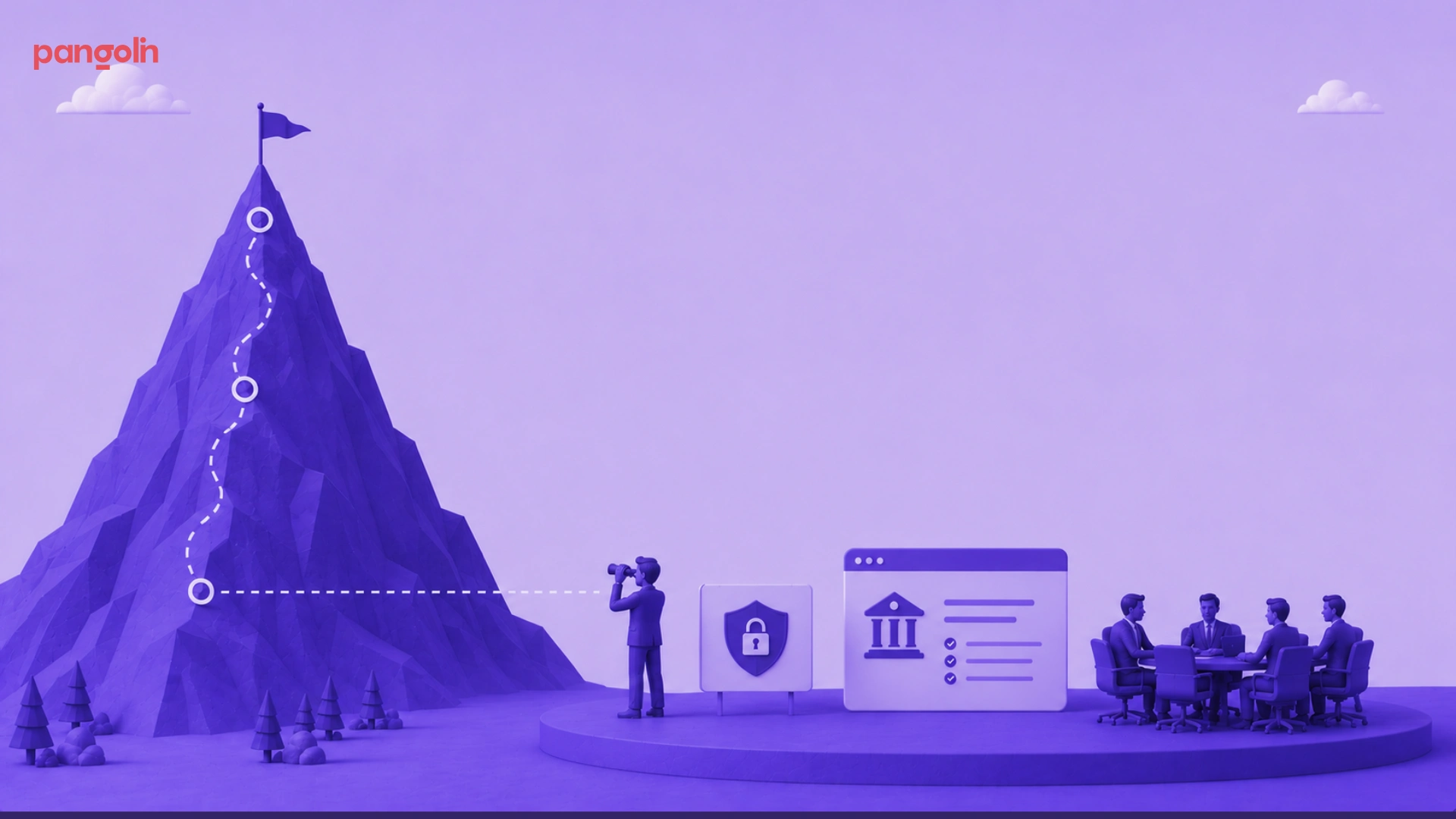 Illustration representing a three-layer messaging architecture for PLG SaaS companies, showing how product-led growth messaging, buyer-specific value propositions, and enterprise procurement narratives work together to support expansion into enterprise