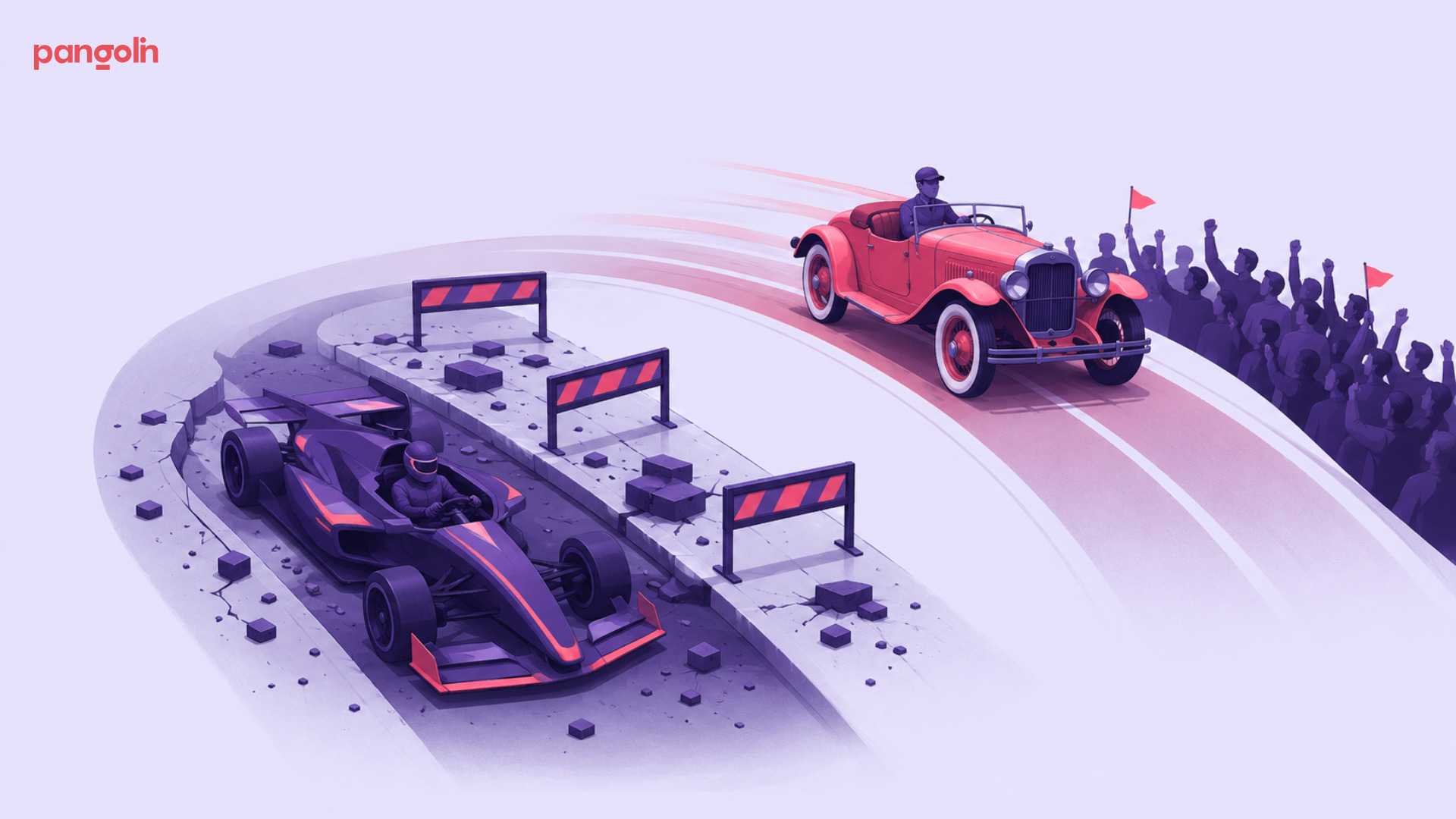 Illustration representing a B2B positioning framework for companies competing against established enterprise vendors. The visual emphasizes four interconnected positioning components that help businesses reframe buyer perception, differentiate