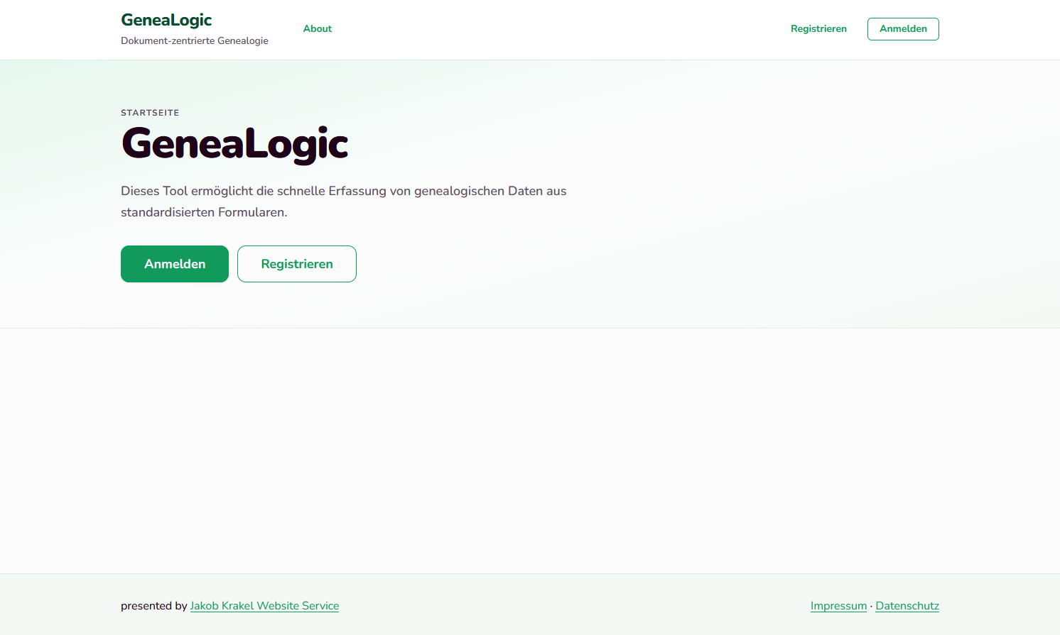 Screenshot von der Website Genea-Logic.net
