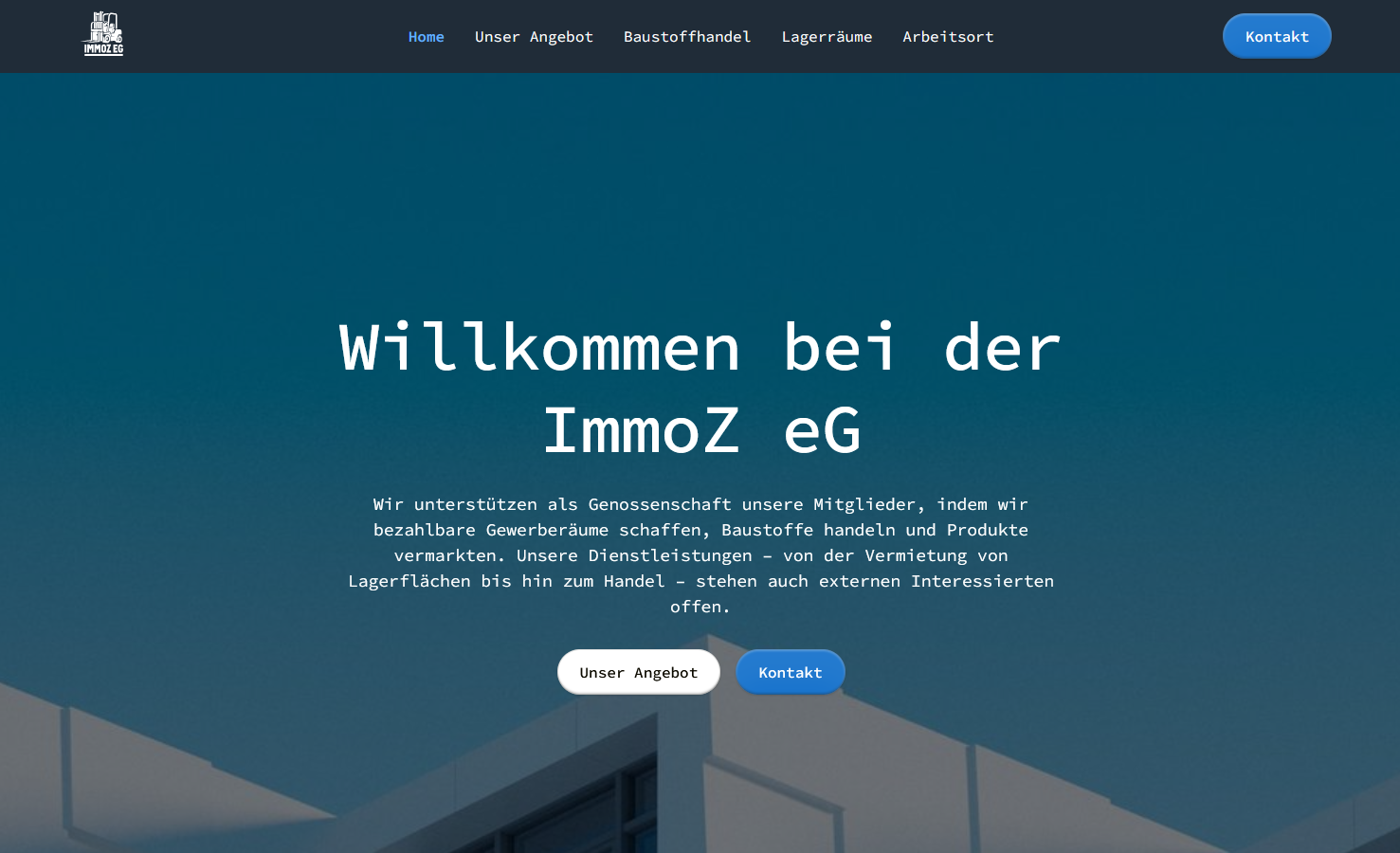 Screenshot von der Website immoz-eg.de