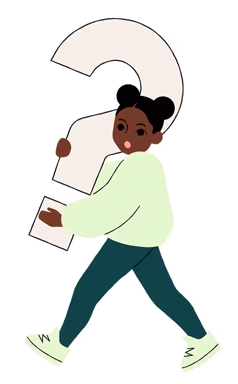 illustration of kid holding question mark