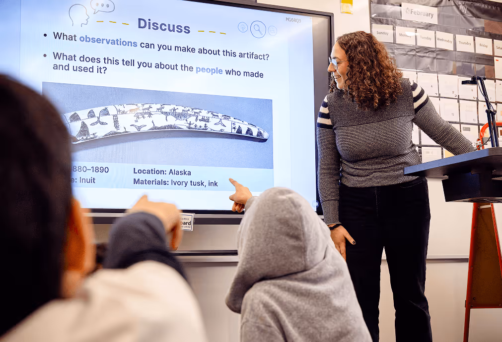 teacher showing a presentation