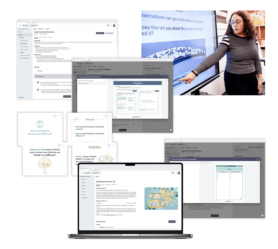mockup of images, worksheets and visuals