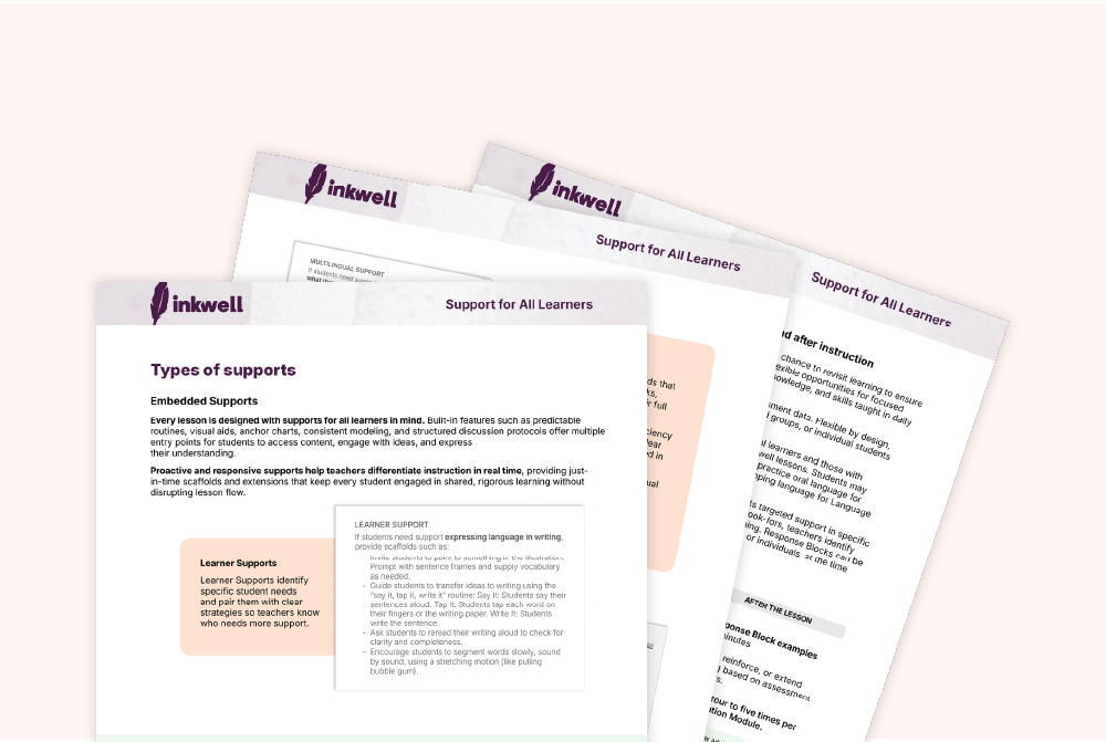 Image of pages from inkwell learner supports document
