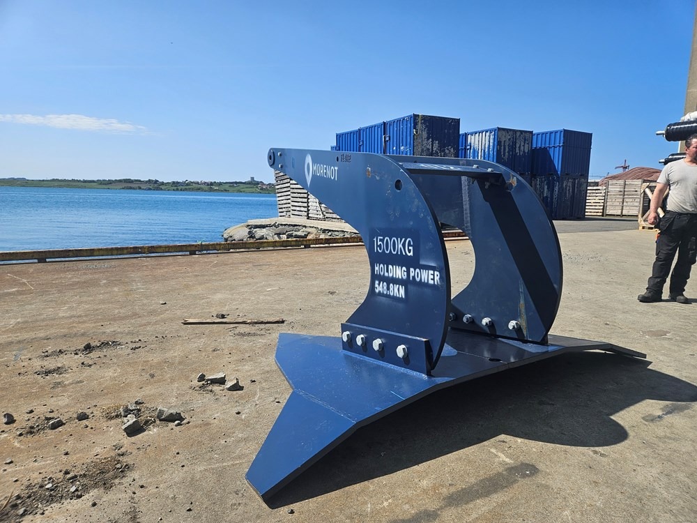 A blue anchor at a norwegian bay