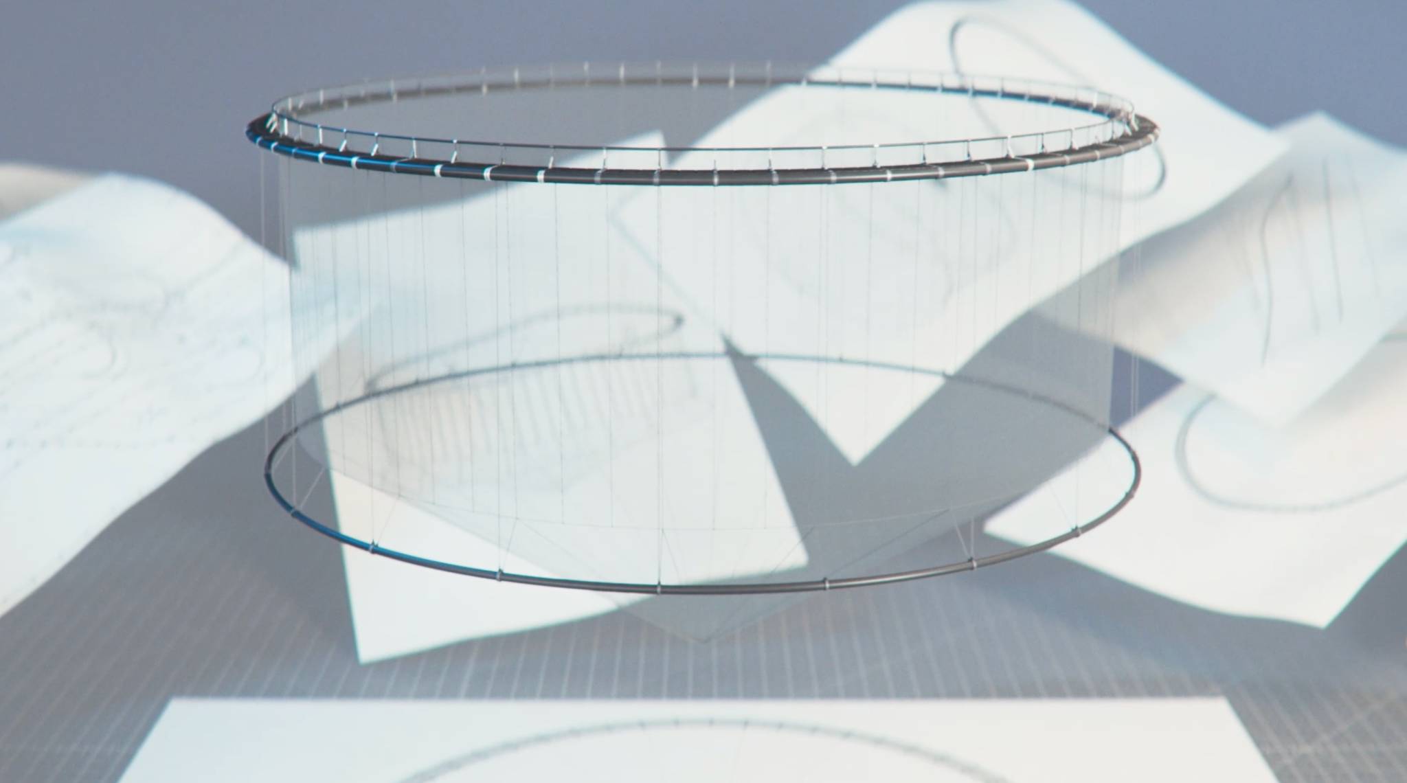 3D render of a floating aquaculture pen