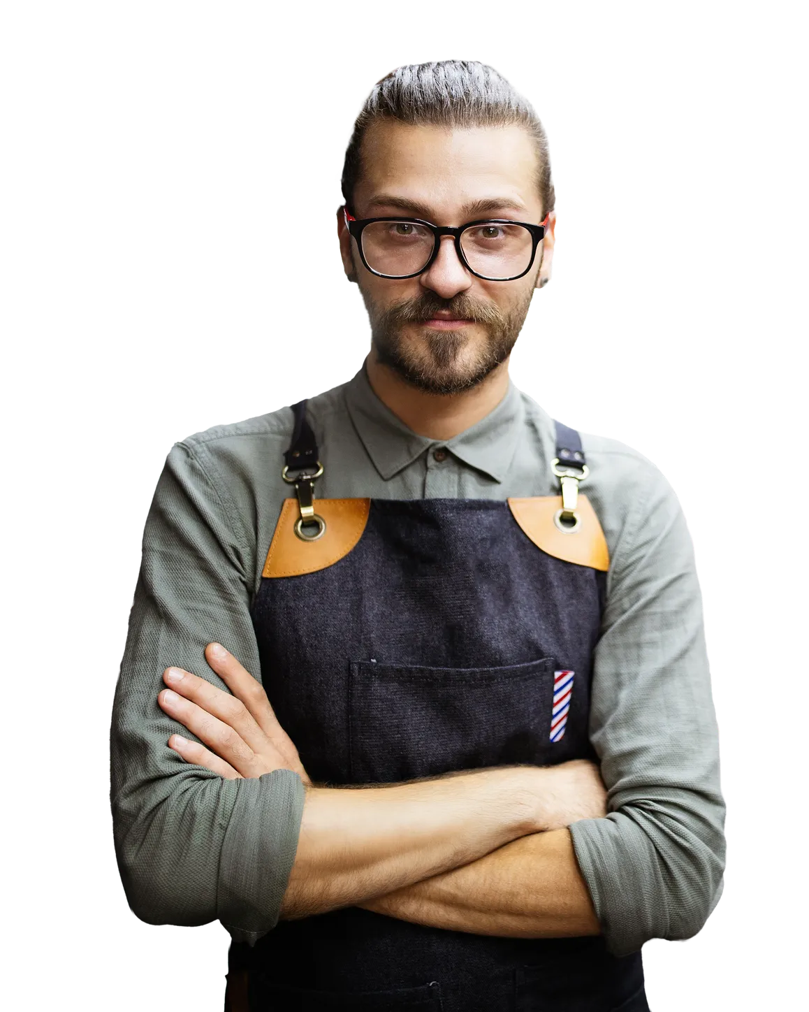barber standing with arms crossed