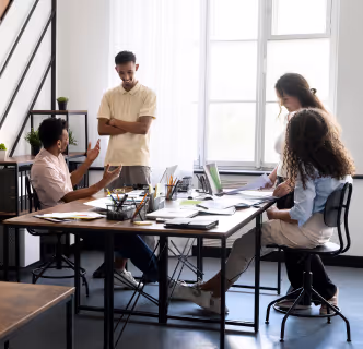 Employee team discussion