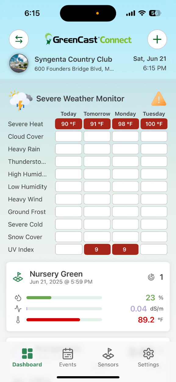 GreenCast Connect Severe weather monitoring system screenshot
