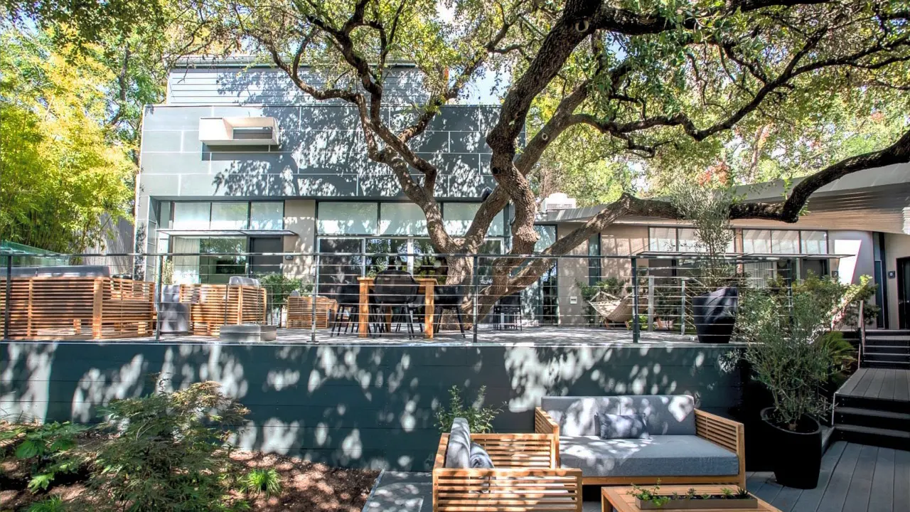 Treehouse Deck Under Oak Trees