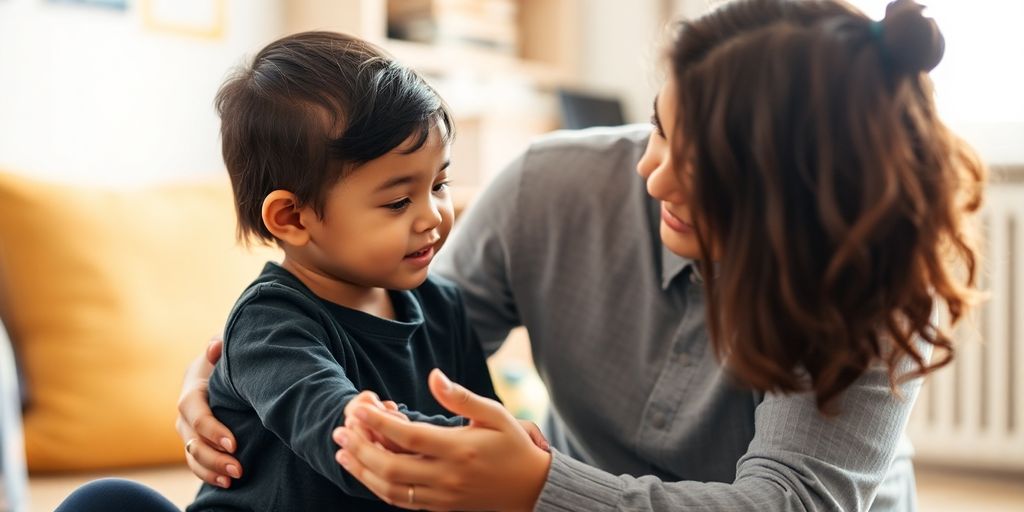 BCBA working with a child in a therapy session.