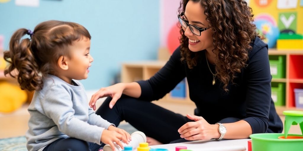 BCBA working with a child in a therapy session.