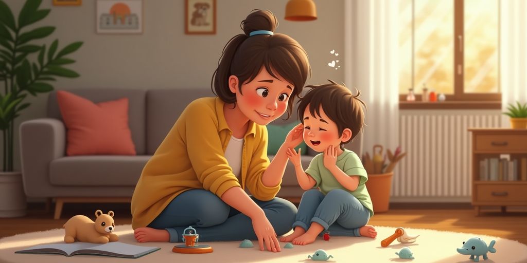 Parent and child enjoying a therapeutic moment at home.