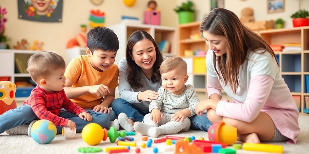 Family participating in ABA therapy session together.