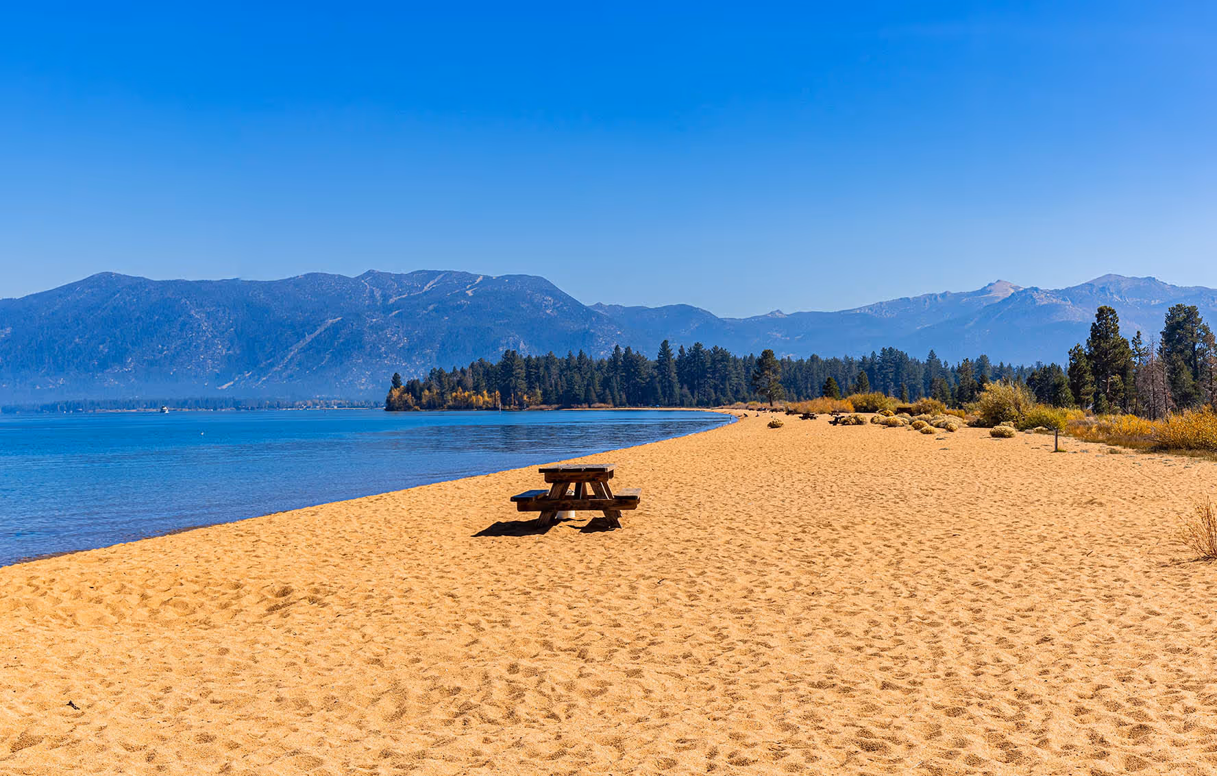 Sandy shores of Baldwin Beach, Lake Tahoe, California, USA