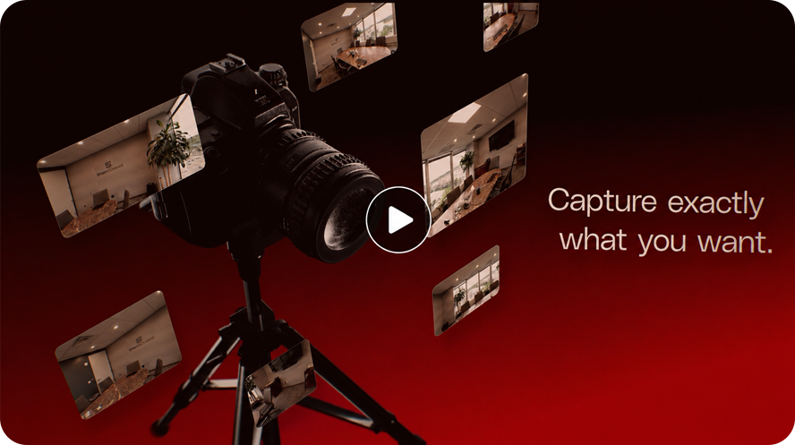Capture exactly what you want. Camera surrounded by captured interiors.