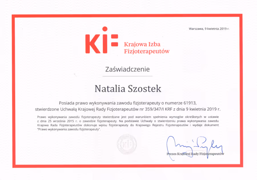Natalia Szostek certyfikat 3