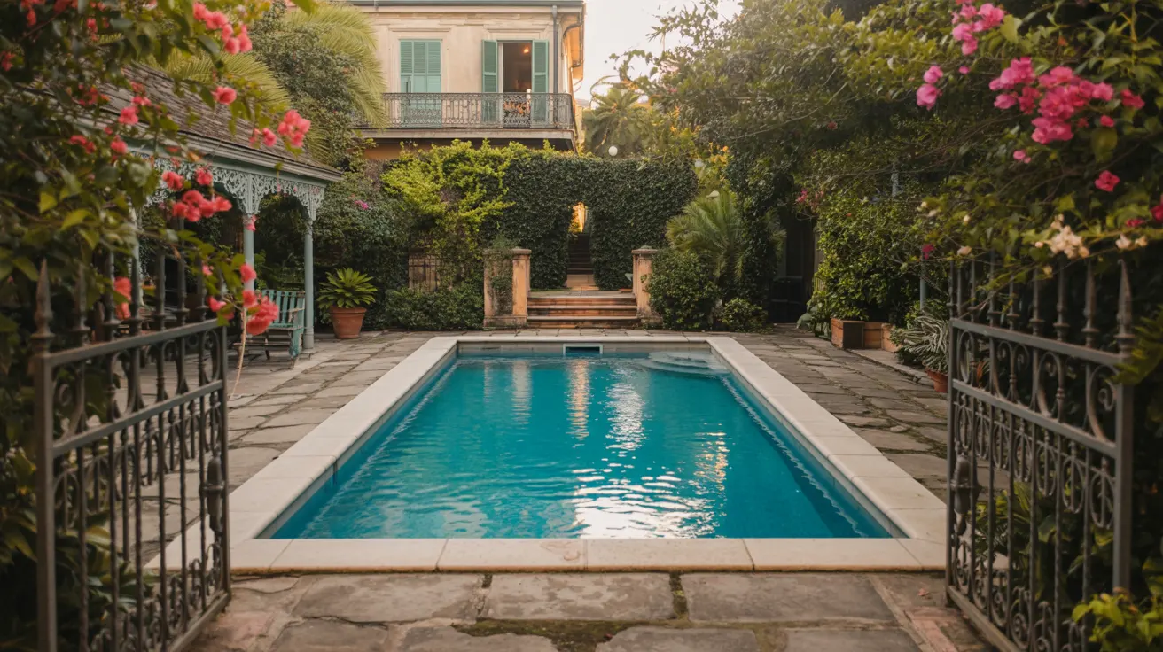 a pool in a backyard