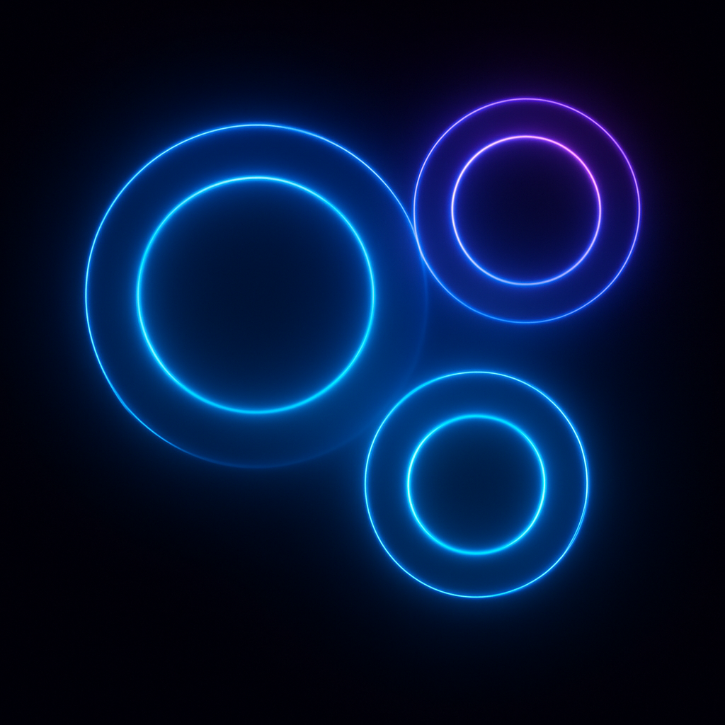 A series of glowing blue and purple concentric circles representing disconnected signals—such as selling or switching roles—until viewed together as behavioral patterns.