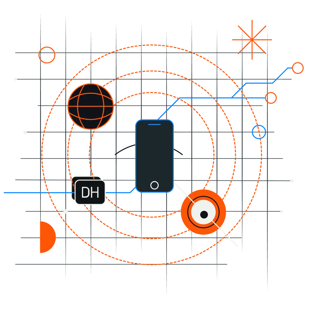 Abstrakte Visualisierung eines vernetzten Mobiltelefons