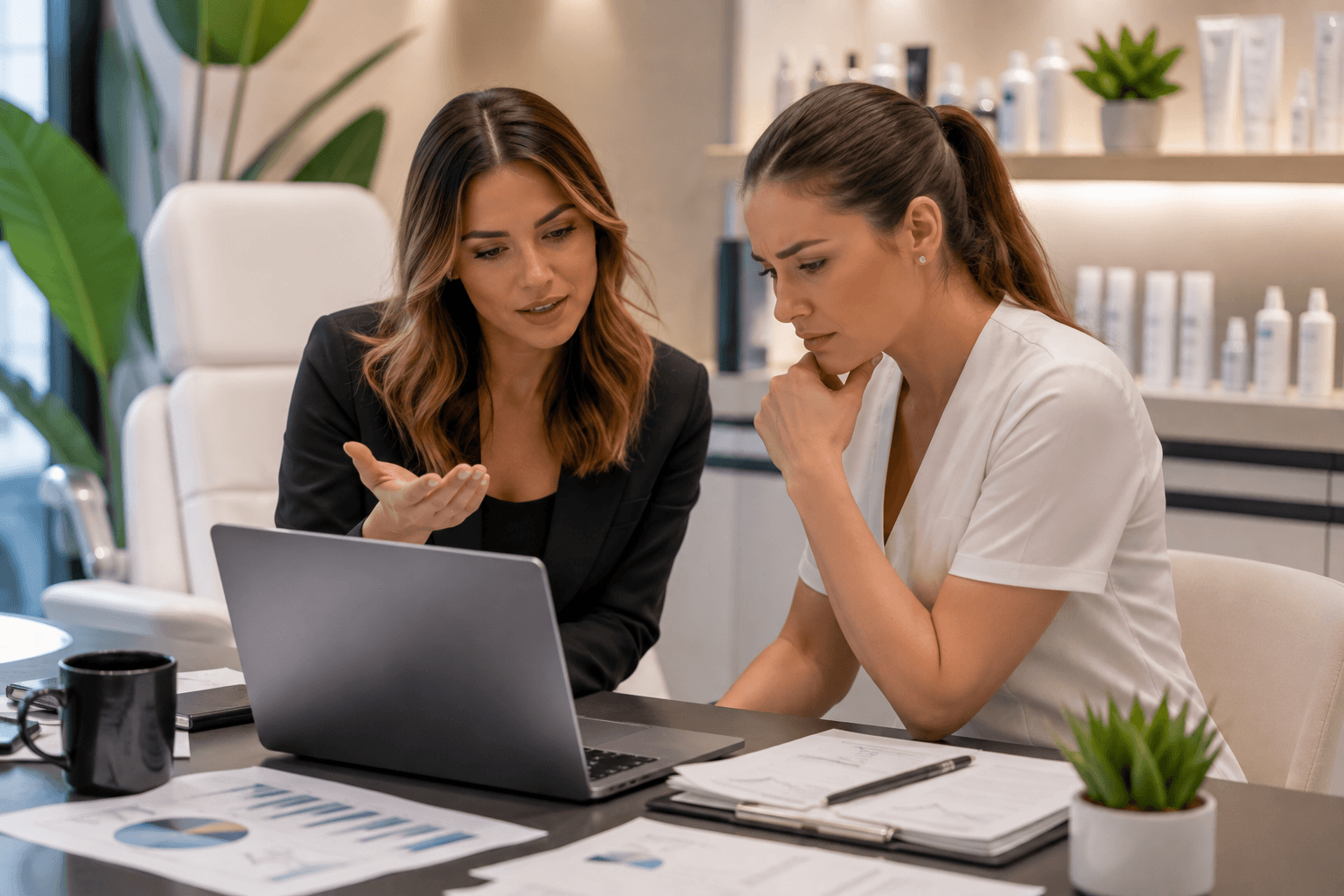 Medspa marketing calendar and analytics dashboard reviewed by a practice consultant
